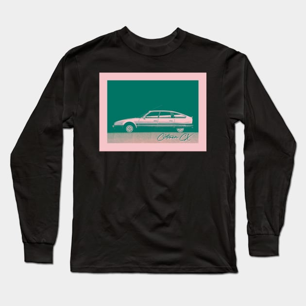 Citroën CX ------ Retro Style Duotone Aesthetic Car Art Long Sleeve T-Shirt by unknown_pleasures